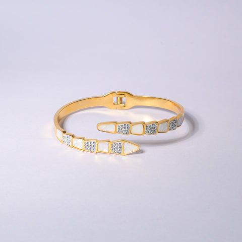 Dazzling Gold Plated Stainless Steel Diamond Bracelet