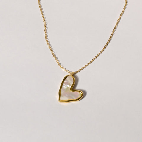 Heart of Elegance - Gold and Mother of Pearl Necklace