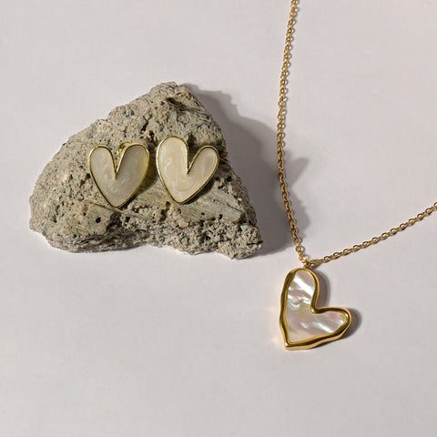 Heart of Elegance - Gold and Mother of Pearl Necklace