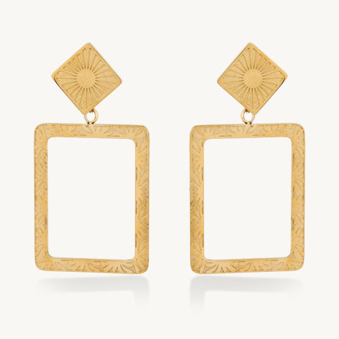 Golden Geometry Square Earrings