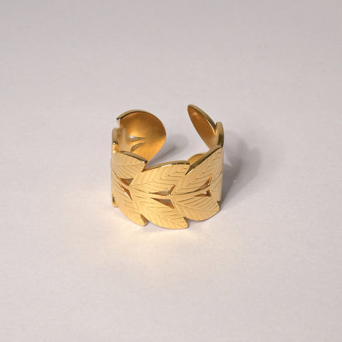 Aureate Flora Band Gold Leaf Ring
