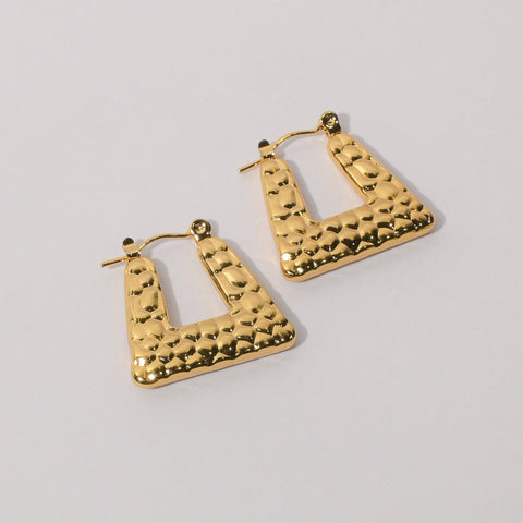 Geometric Elegance Gold Anti Tarnish Hoops