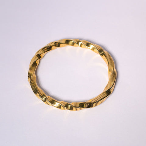 18K Gold Plated Winded Rope Anti Tarnish Flexible Bracelet For Women