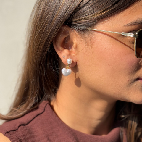 Pearl Enchantment Heart Earrings