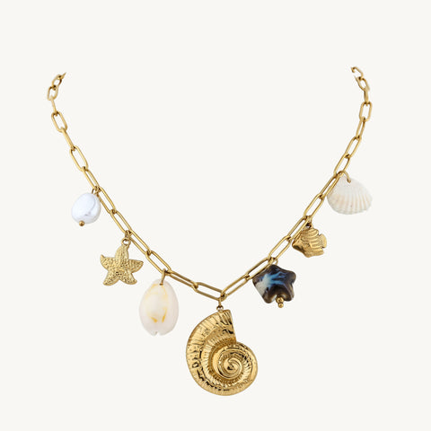 Marine Muse Gold Charm Necklace