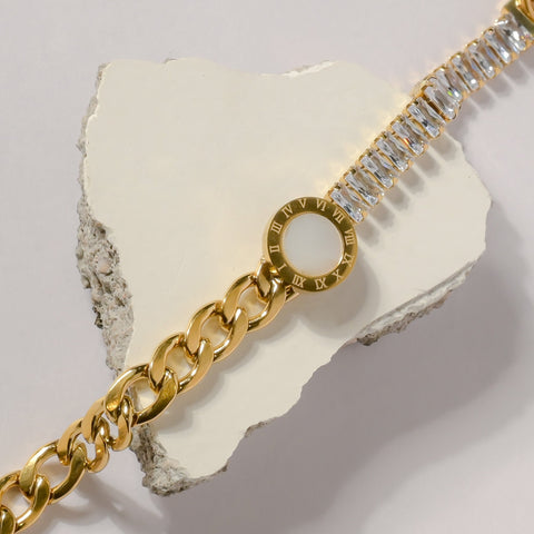 White Gem Cascade Chain Bracelet