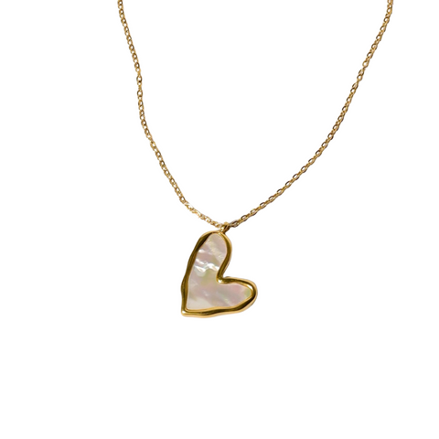 Heart of Elegance - Gold and Mother of Pearl Necklace