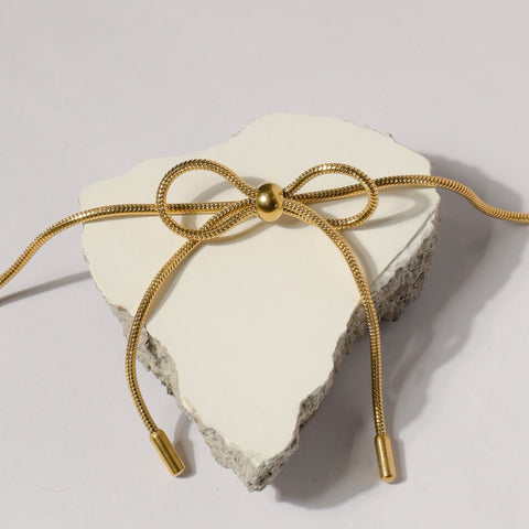 The Luxe Bow and Golden Stone Bracelet