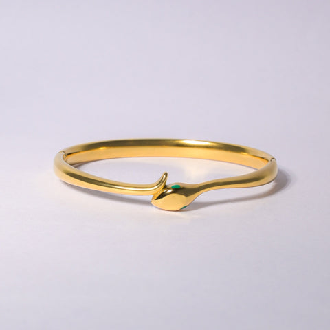 Golden Oasis Gem 18k Plated Snake Bracelet