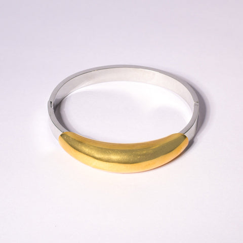 Golden Curves Silver Elegance Two Tone Bangle