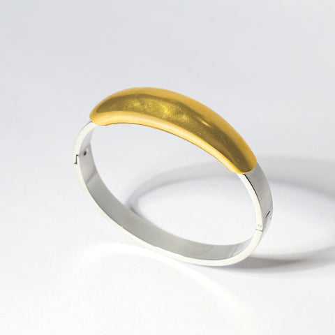 Golden Curves Silver Elegance Two Tone Bangle