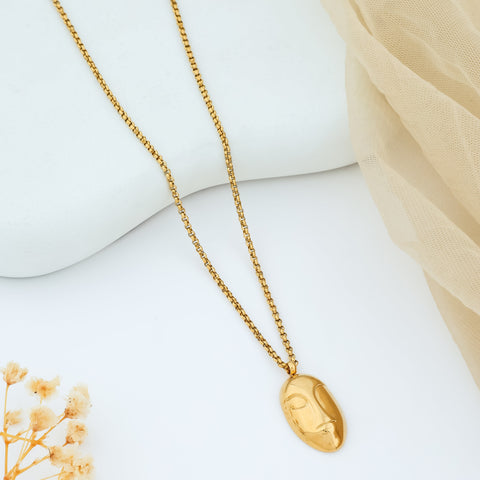 Golden Visage Persona Chain Pendant Necklace