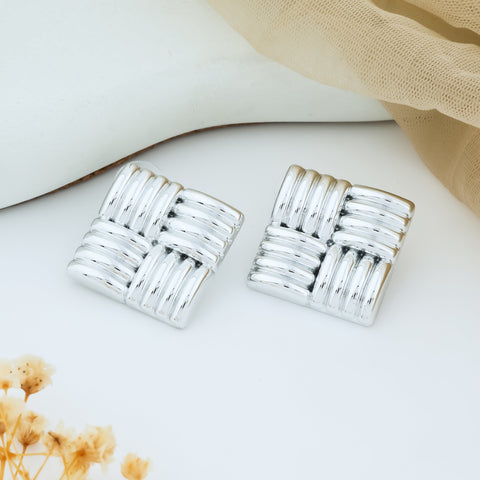 Golden Elegance Square Earrings