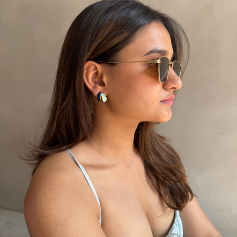 Opulent Blue & Gold Horizon Drops Hoops