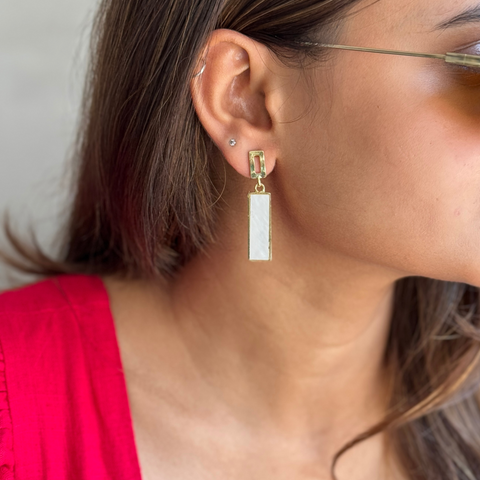 Timeless Allure Gold and Mother of Pearl Earrings