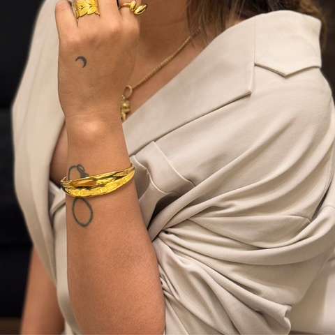 Majestic Arc 18k Gold Plated Stainless Steel Bracelet